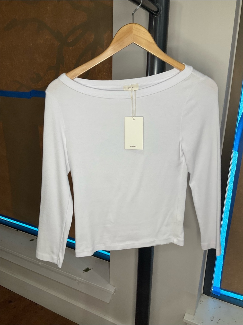 DONNI. White Boatneck Long-Sleeve Top